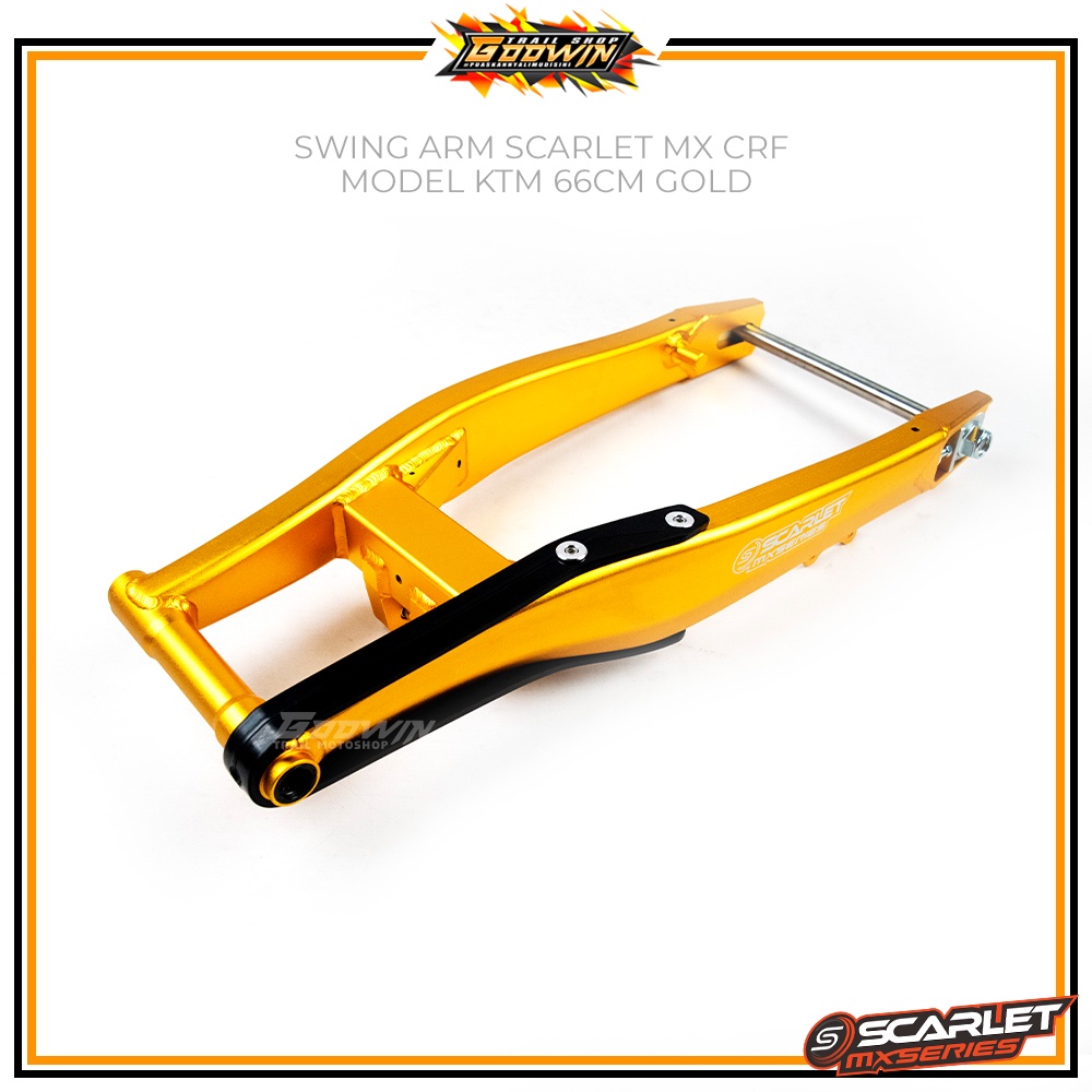 Swing Arm Scarlet MX 10916 CRF 150L 66 Cm / KLX 150 / YAMAHA WR 155  Model KTM Almunium 66 Cm Gold Hitam Merah Silver