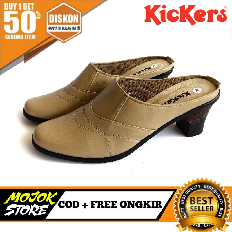 SANDAL WANITA HEELS SLOP KULIT/SENDAL HEELS SLOP/SEPATU SLOP WANITA