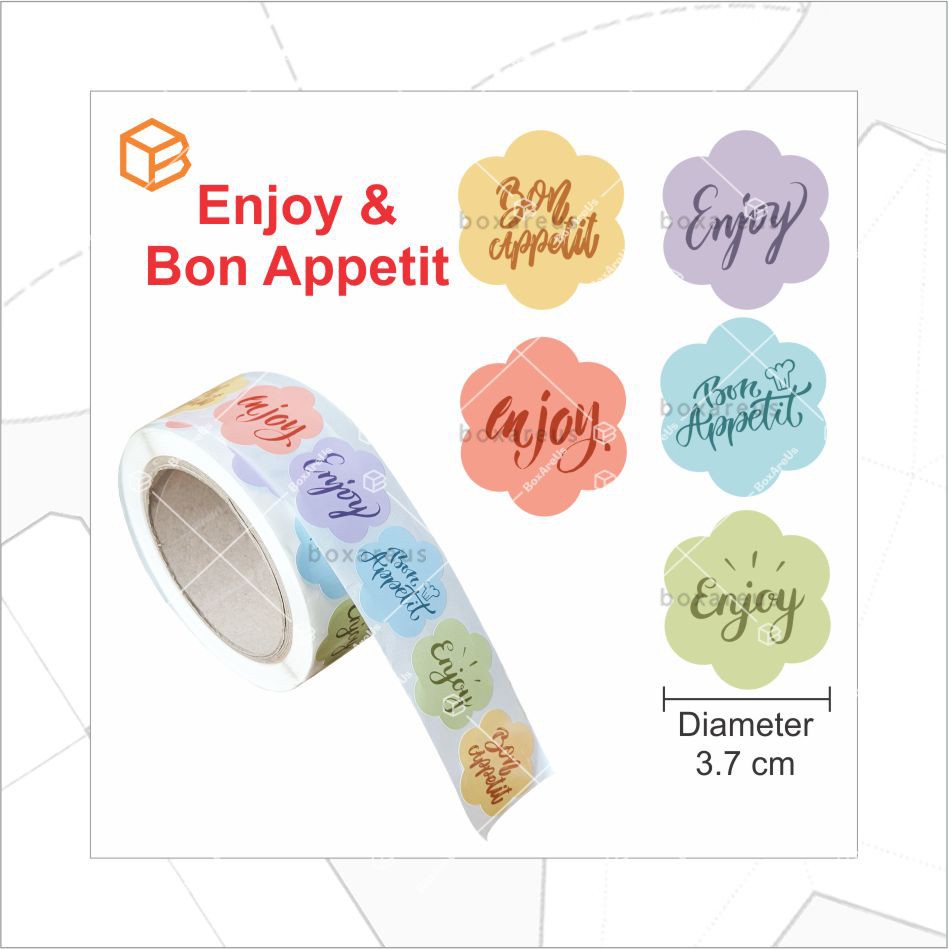 Stiker Thank You Sticker Bon Appetit Label Enjoy | ST PASTEL