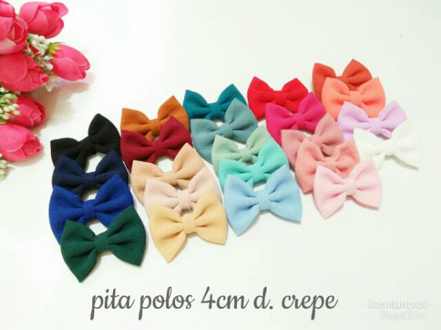 Bros Pita polos 4cm bahan diamond crepe -  bros jilbab pita handmade - souvenir pernikahaan bros-2