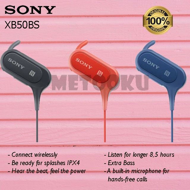 Earphone SONY MDR-XB50BS EXTRA BASS Koneksi Bluetooth nirkabel long hybrid earbuds