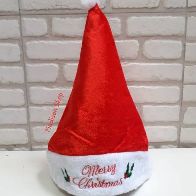 Topo Natal Merry Christmas Bordir Christmas Hat