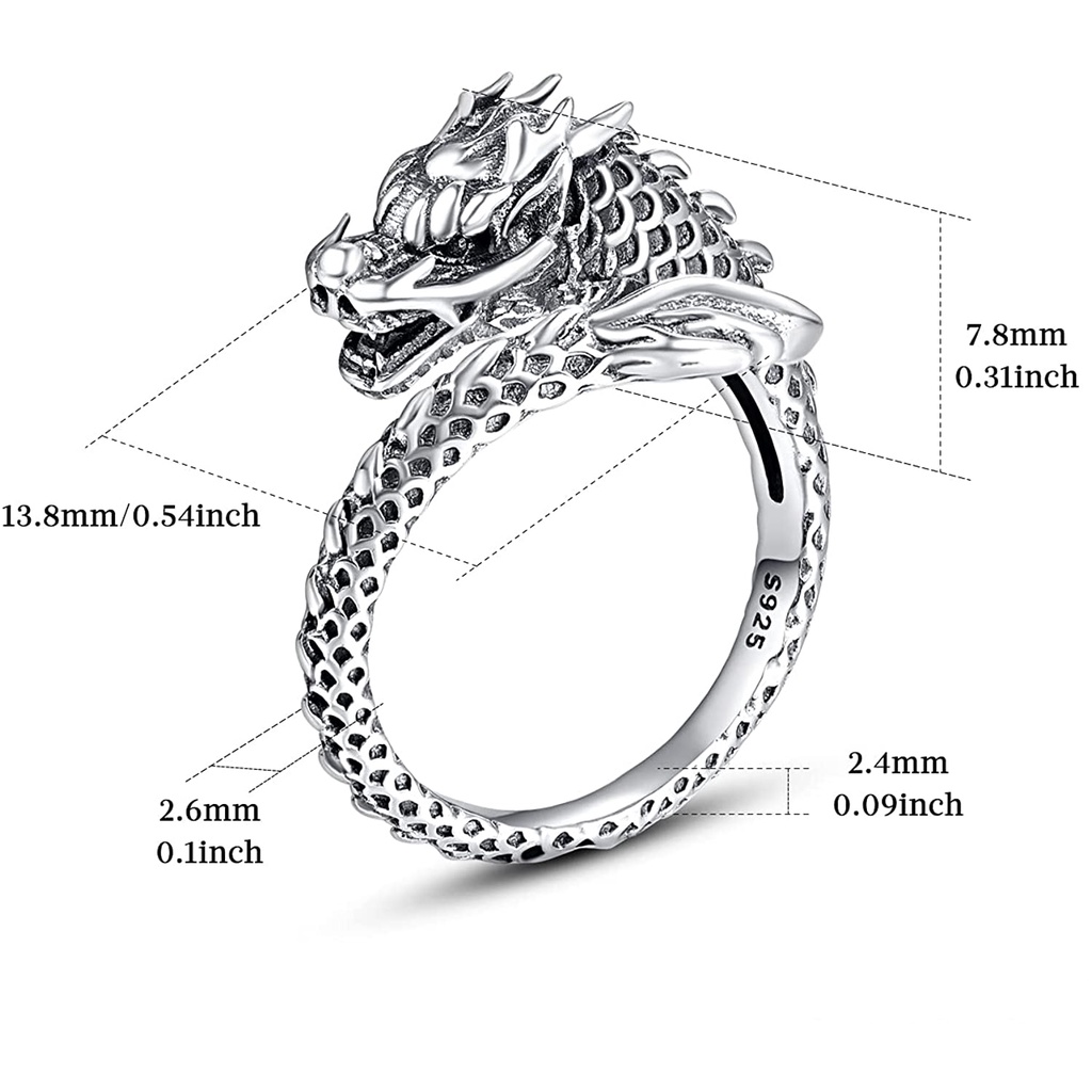 Cincin Adjustable Desain Naga Untuk Pria