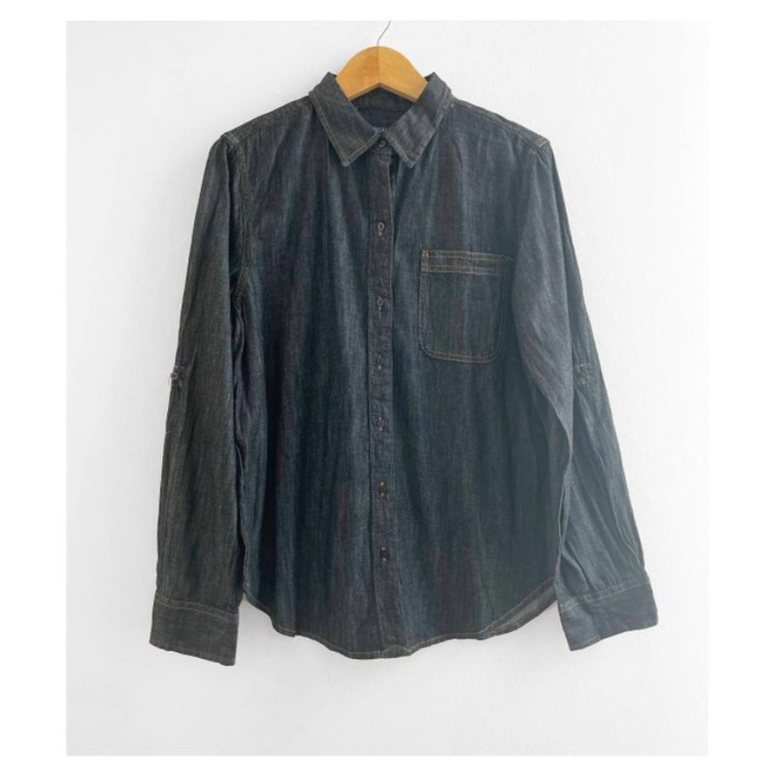 Isuga Jeans dark denim button roll sleeve shirt