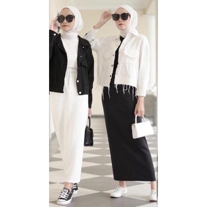 ROK SPAN KERJA/ROK SPAN PANJANG/ROK PANJANG KHUSUS HITAM PUTIH
