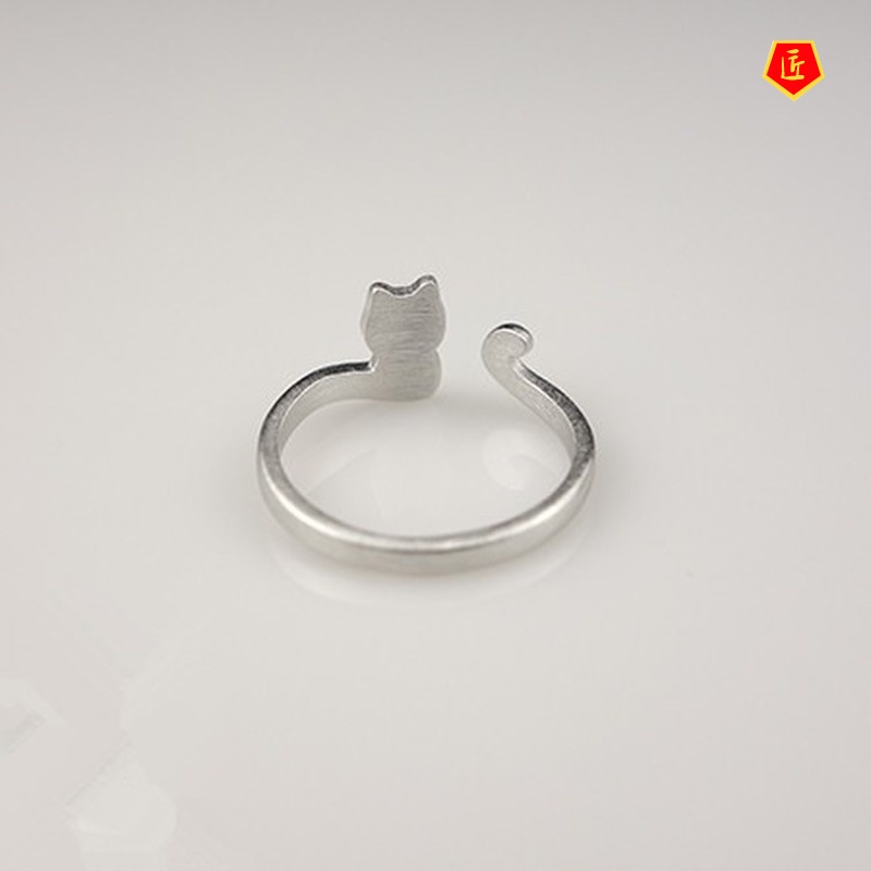 [Ready Stock]Simple Cute Silver Elephant Cat Ring