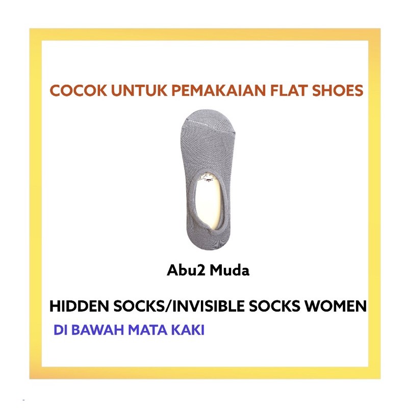 Kaos Kaki Wanita Di Bawah Mata Kaki Hidden Socks Invisible Women Kaus Kaki Angkle Socks Kaos Kaki Flat Shoes Wanita