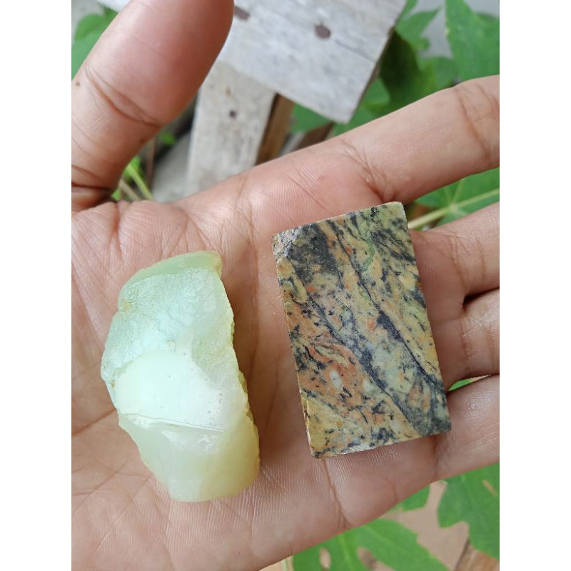 Batu Giok Bau - Bau + Badar Loreng Sungai Dareh ( Rough / Bahan Batu akik - bukan bacan opal solar )