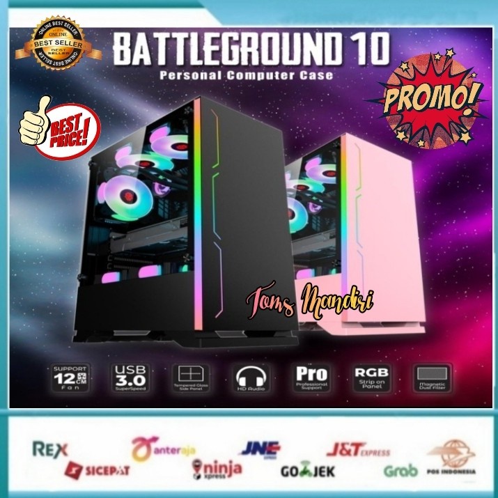 Simbadda Battleground 10 Gaming Cpu Case - Tempered Glass Chassis