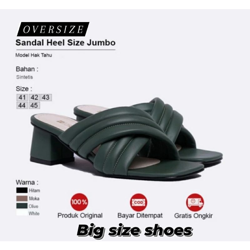 Sepatu Higheels Wanita Ukuran Besar 41.42.43.44.45 Heels 5cm Hijau Sage Size JUMBO Slop Pesta Terbaru