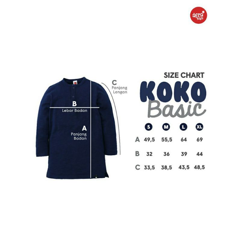 Koko Basic Afrakids Navy KK001 Baju Koko Anak Muslim