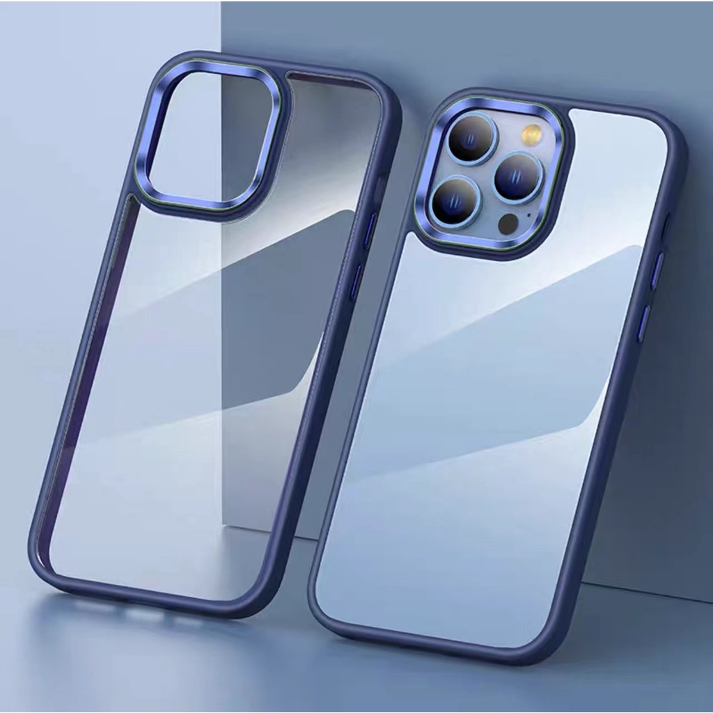 Metal Camera + Metal Button for iPhone 14 Pro Max 13 Pro max 12 Pro max Transparent Acrylic iPhone 14 Max Hard Case