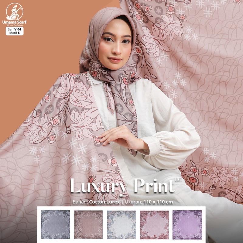 Jilbab Segiempat Glowing Print Motif Luxury Print Lasercut Umama