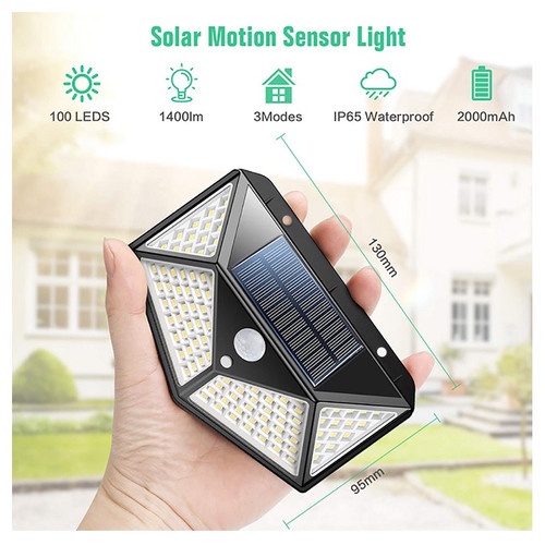 LAMPU TAMAN 100 LED / LAMPU OUTDOOR 100 LED SOLAR CELL SENDOR GERAK MOTION / LAMPU 100 LED SOLARCELL TENAGA SURYA MULTIFUNGSI