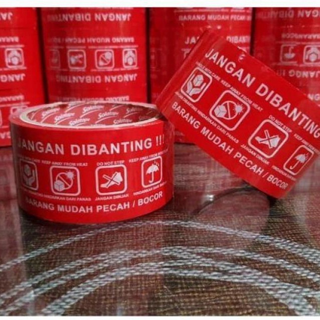 

PACKING LAKBAN FRAGILE ISOLASI LEM SELOTIP WARNA MERAH TAPE ONLINE SET