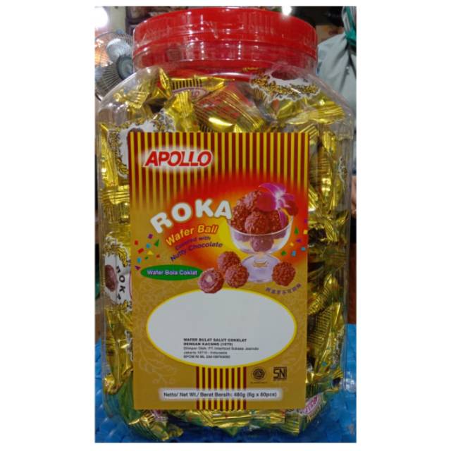 

Apollo Roka wafer Ball kemasan toples Isi 70pcs