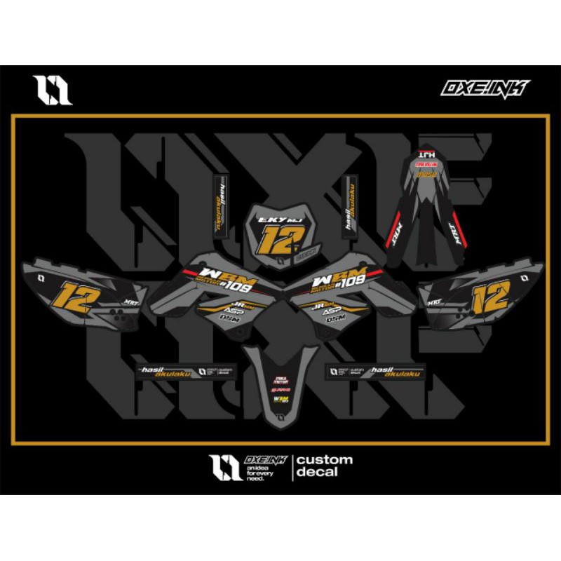DECAL STIKER STRIPING KLX S KLX DTRCAKER OLD BLACK GOLD