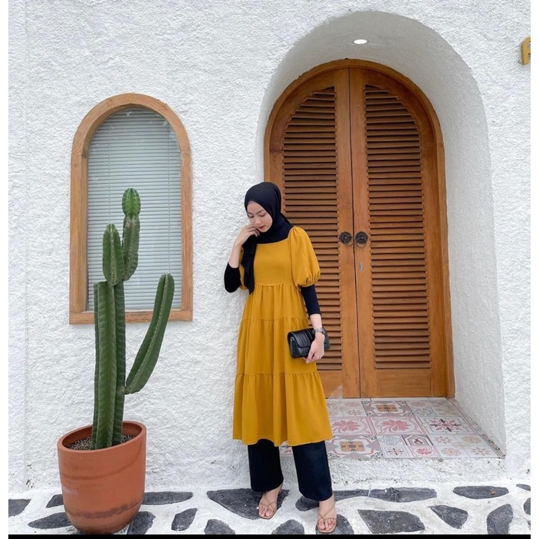 (DBY) TUNIK ARSYANI RUFFLE MIDI DRESS