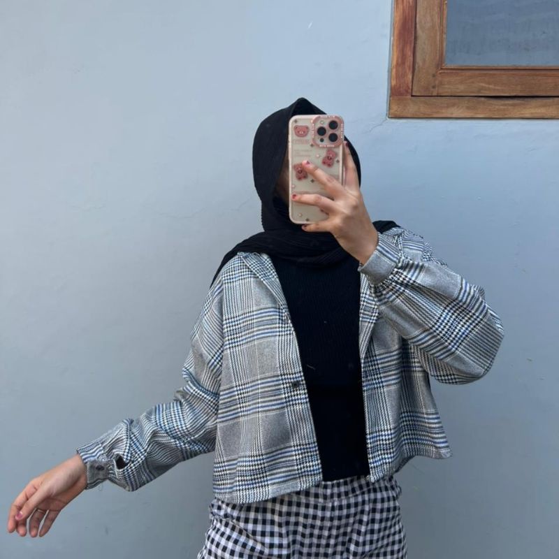 CROP TOP FLANEL / KEMEJA FLANEL WANITA / KEMEJA CROP / KEMEJA WANITA TERBARU-Al 40