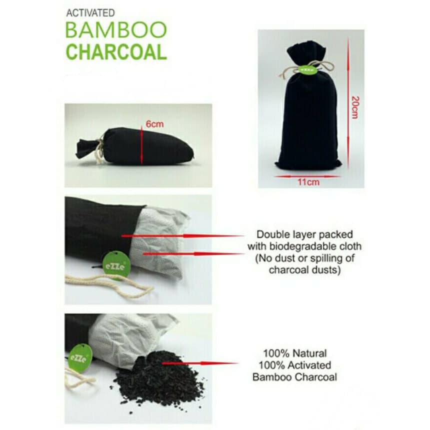 Arang Karbon  KANTONG ARANG BAMBU KARBON AKTIF PENGHILANG BAU MOBIL BAMBOO CHARCOAL / Penghilang Bau Mobil