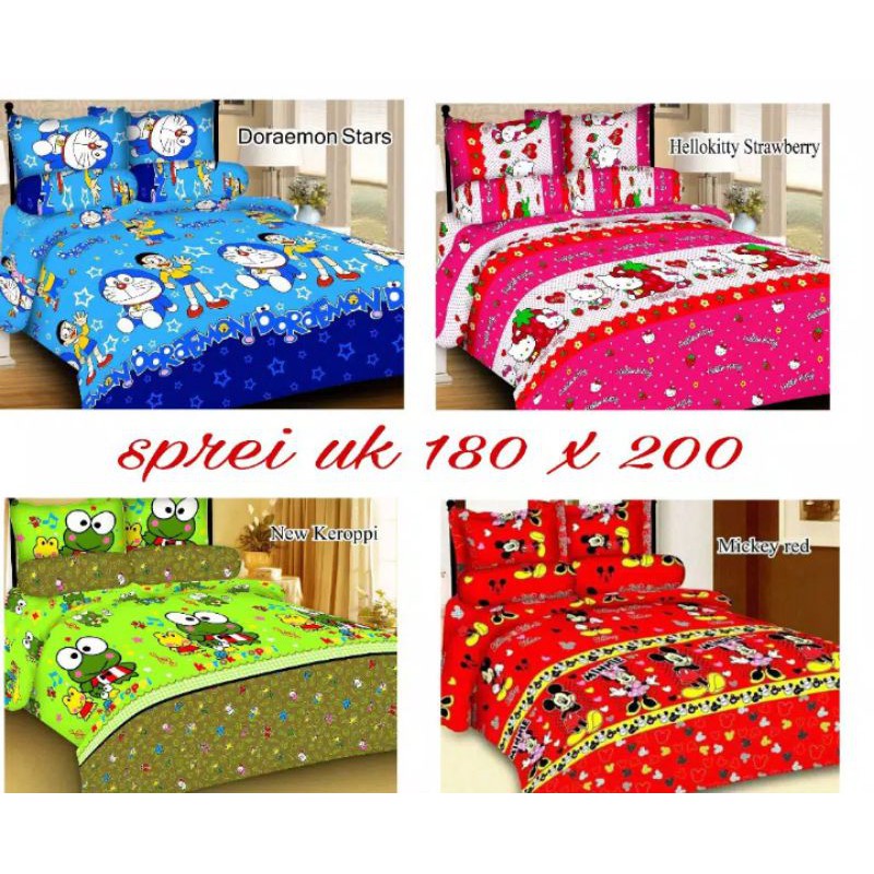 sprei karakter bahan katun halus uk 180 x 200 MOTIF SEMUA READY