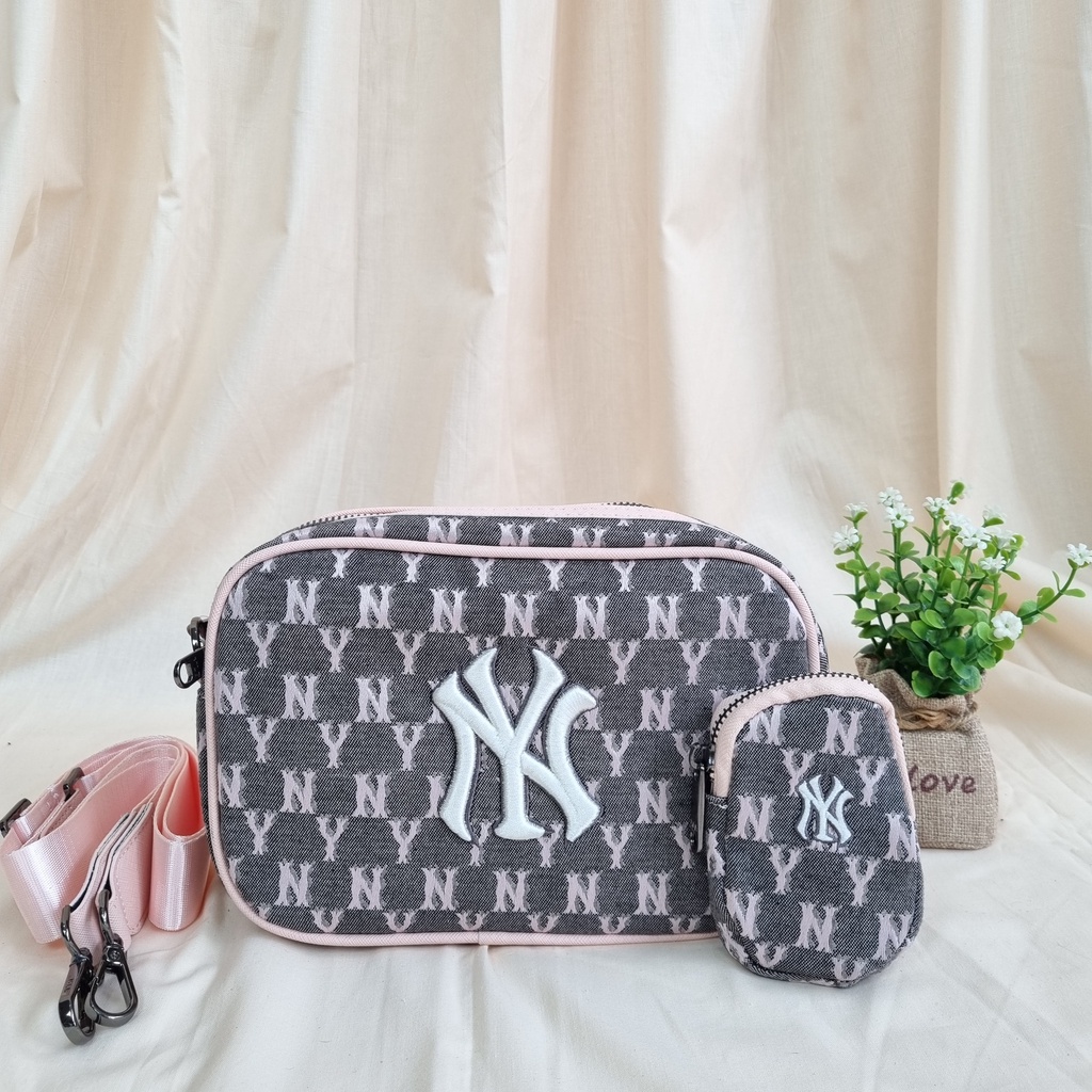 TAS MLB WANITA SLING BAG JACQUARD MONOGRAM CROSS BAG