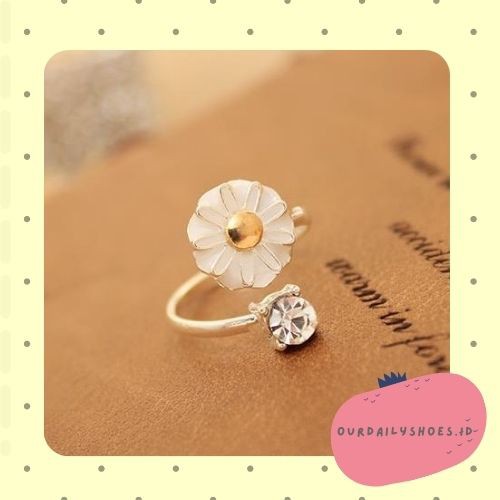 ★ODS★ FA56 Cincin Bunga Cute Silver Sun Flower Ring Beautiful