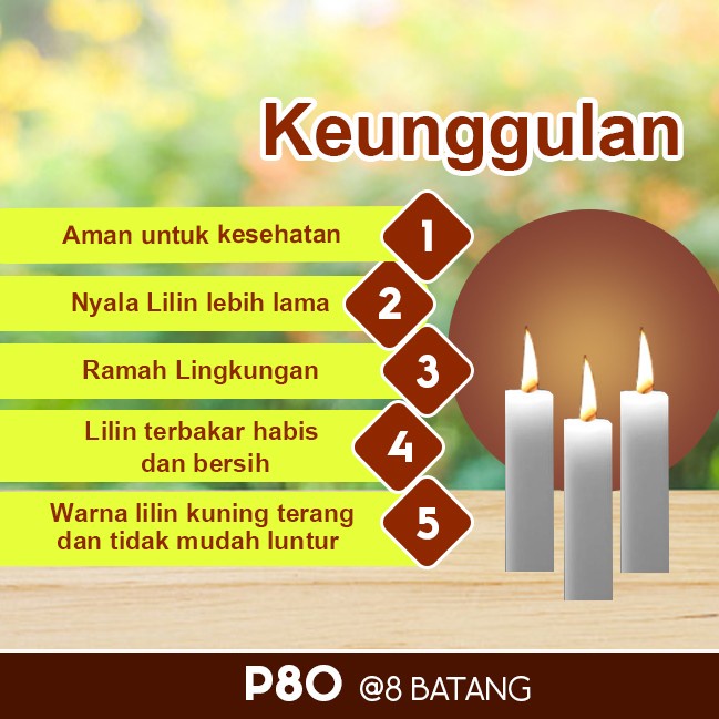 Lilin Batang Sembahyang Sukhavati P80 Putih