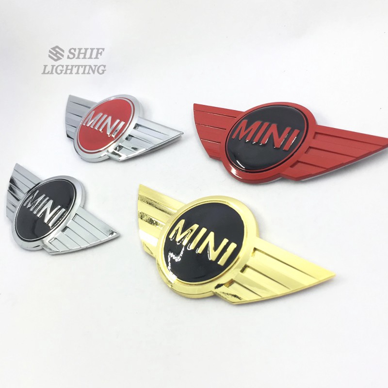 1pc Stiker Emblem Logo Sayap Mini Bahan Metal Untuk Mobil Mini Cooper