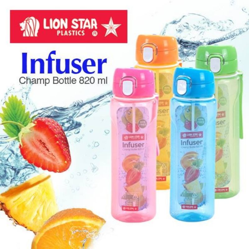 PROMO (Bisa COD) Lion Star Botol Infuser NH-80 820 ml / Bottle Minum Infuse Lemon Jeruk Saring /  Botol Plastik / Termos Botol air