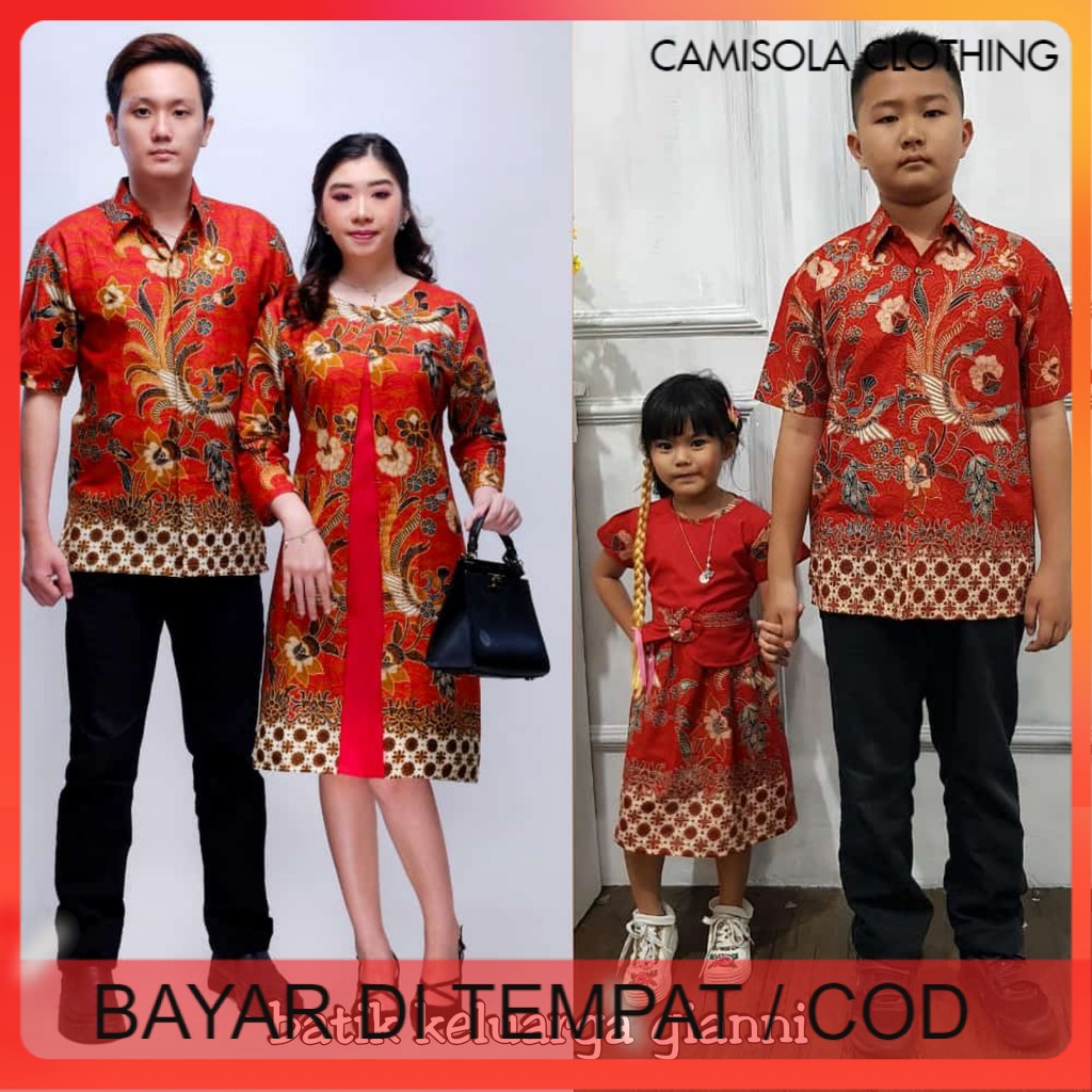 BATIK COUPLE SARIMBIT KELUARGA ANAK TERBARU JUMBO MURAH PASANGAN TUNIK MODERN GIANY GIANI MERAH