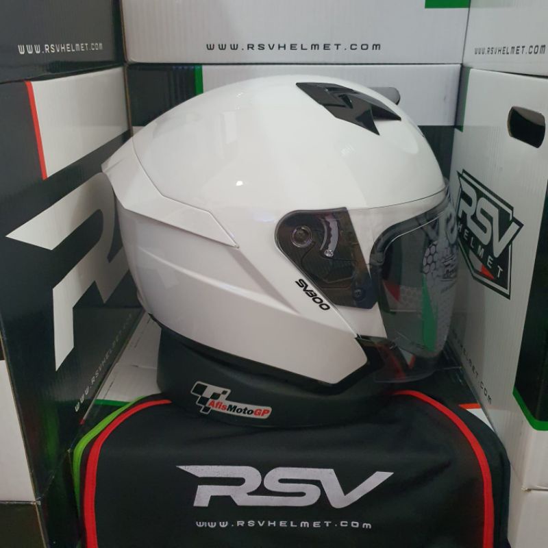 HELM RSV SV300 WHITE GLOSSY 2 VISOR SV 300 PUTIH SOLID DOUBLE VISOR RSV ORIGINAL
