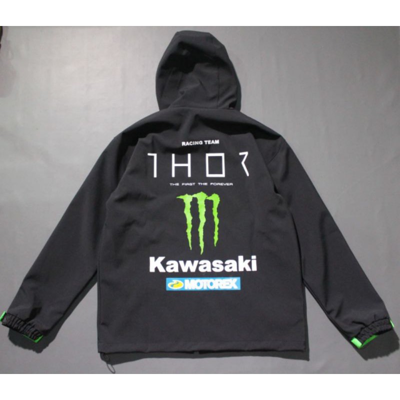 jaket waterproof Kawasaki anti air untuk touring bahan tebal