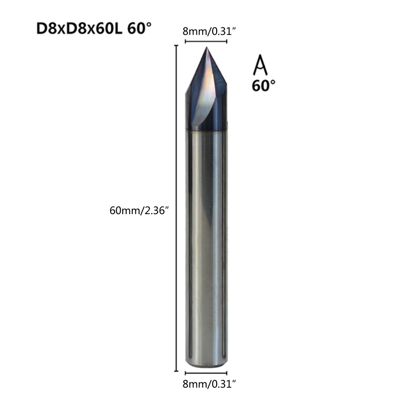 Bit Router Chamfer End Mill 60 Derajat 3 Flutes Bahan Tungsten Steel Untuk Mesin Chamfer