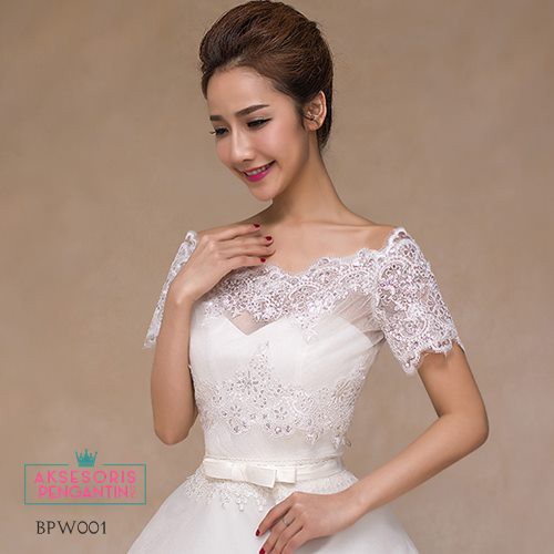 [PRODUK TERLARIS] BOLERO LACE AKSESORIS PENGANTIN CARDIGAN PESTA RENDA PUTIH BPW001