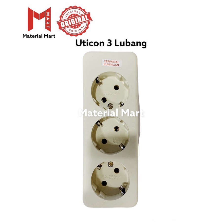 Stop Kontak Uticon 3 Lubang ST-138 | Stop Kontak Broco 3 Lubang 15330 | Material Mart