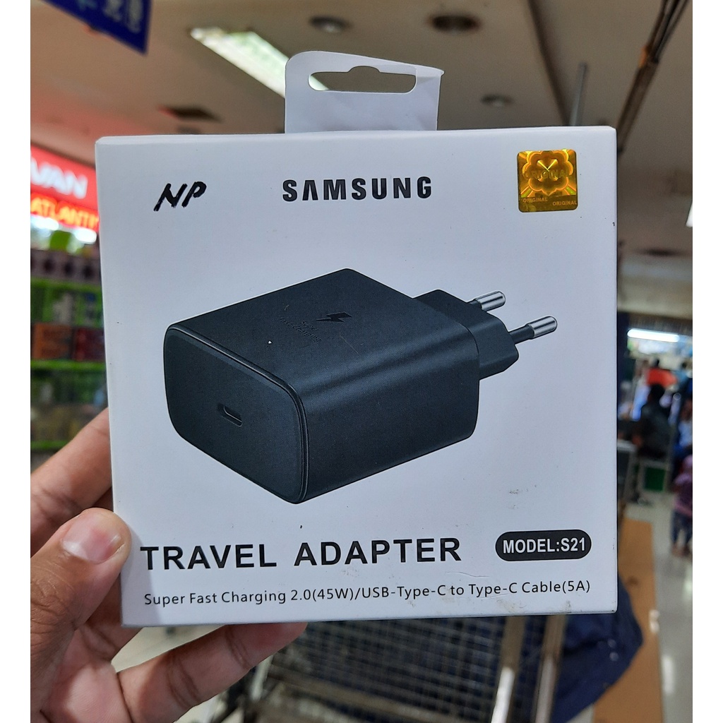 TRAVER ADAPTOR BATOK CHARGER ADAPTER CASAN CHARGING TYPE C TO C Samsung Note 20 / S20 / S21 45W