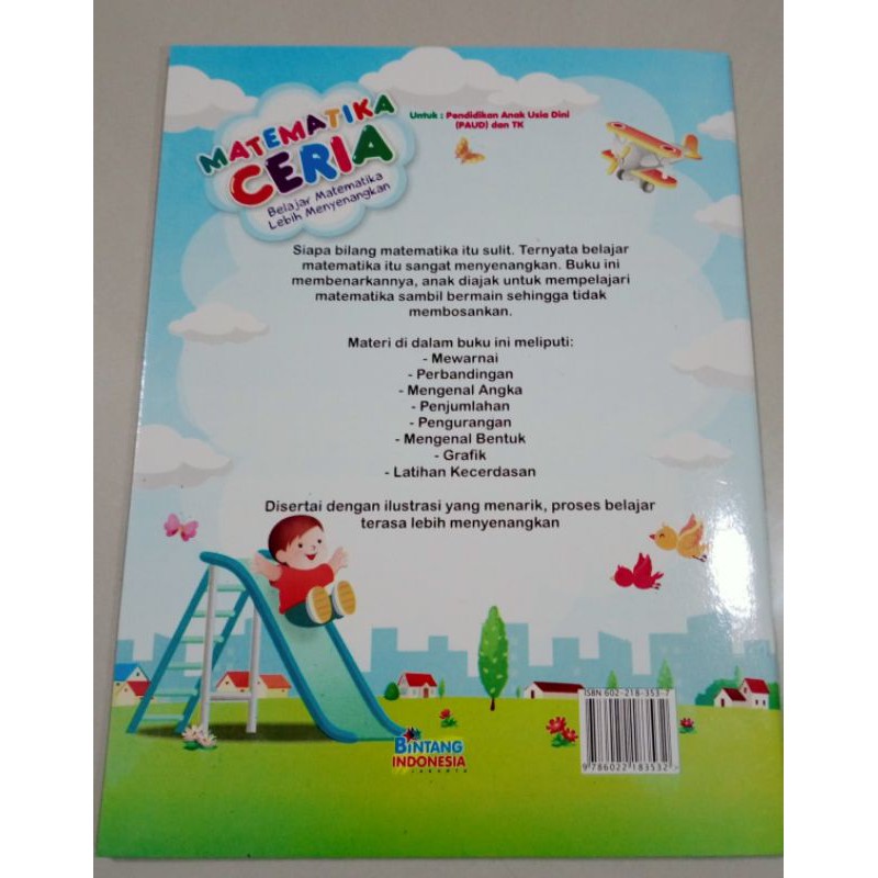 BUKU ANAK, BUKU MATEMATIKA CERIA UNTUK ANAK TK/PAUD(21×28cm)