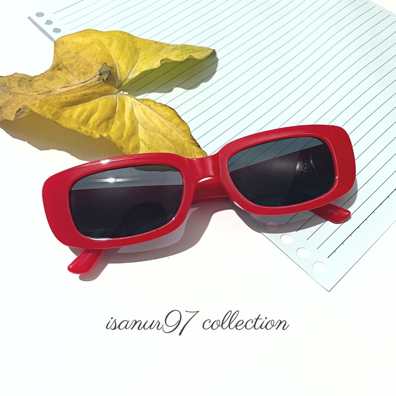 ISANUR97 - Kacamata Hitam Wanita Kacamata Leopard Hitam GentleMonster Kacamata Korea Anti UV-Merah