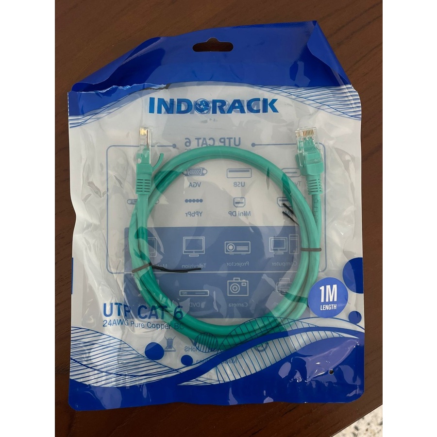 INDORACK PATCH CORD UTP CAT 6 - KABEL LAN CAT6 1 METER HIJAU