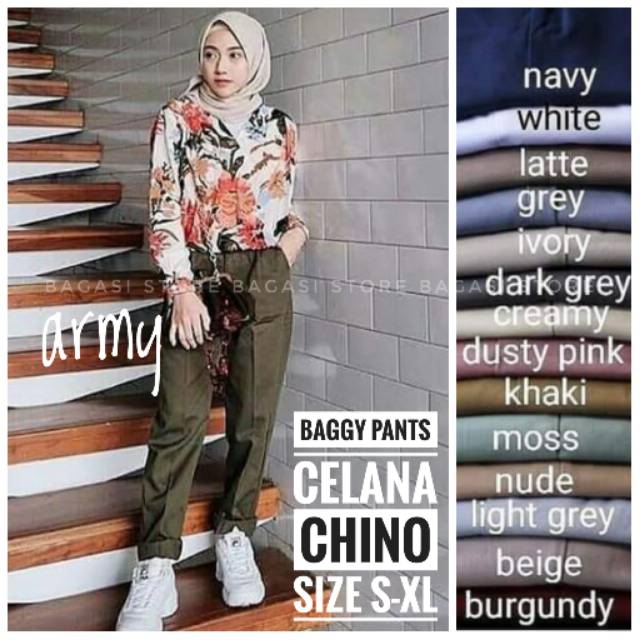 20 Inspirasi Ootd Hijab Celana Baggy Pants  Warna Army 