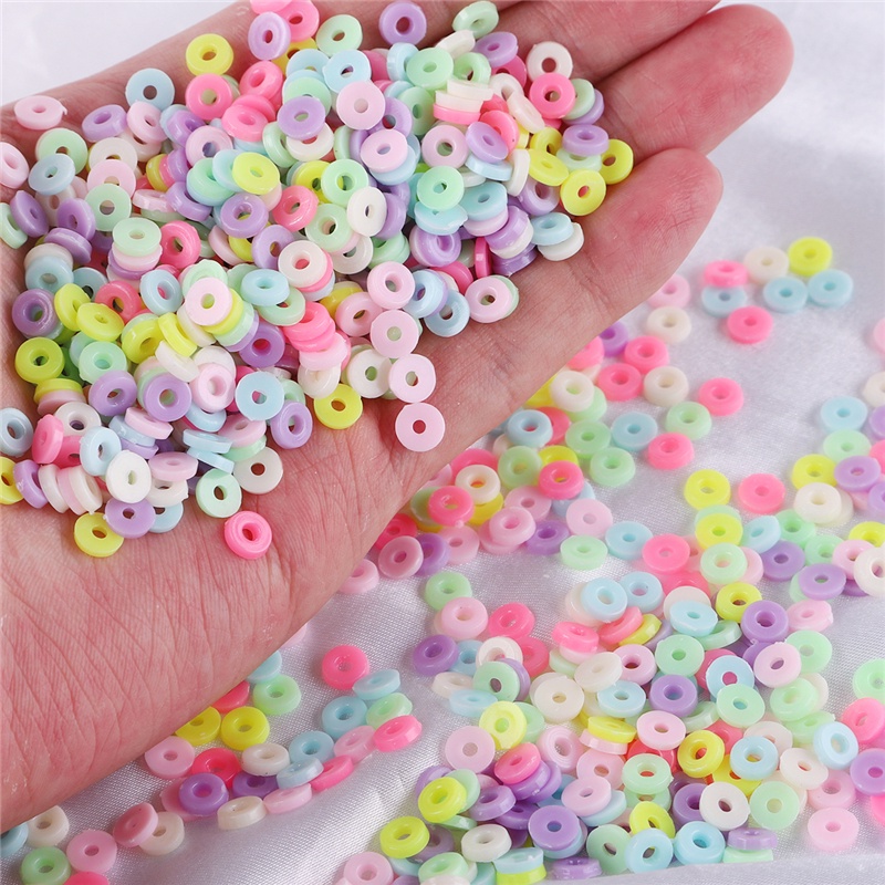 30G/Tas 800 Pcs 6Mm Datar Bulat Polimer Resin Tanah Liat Manik-manik Chip Disk Spacer Longgar Buatan Tangan Manik-manik untuk DIY Membuat Perhiasan Gelang