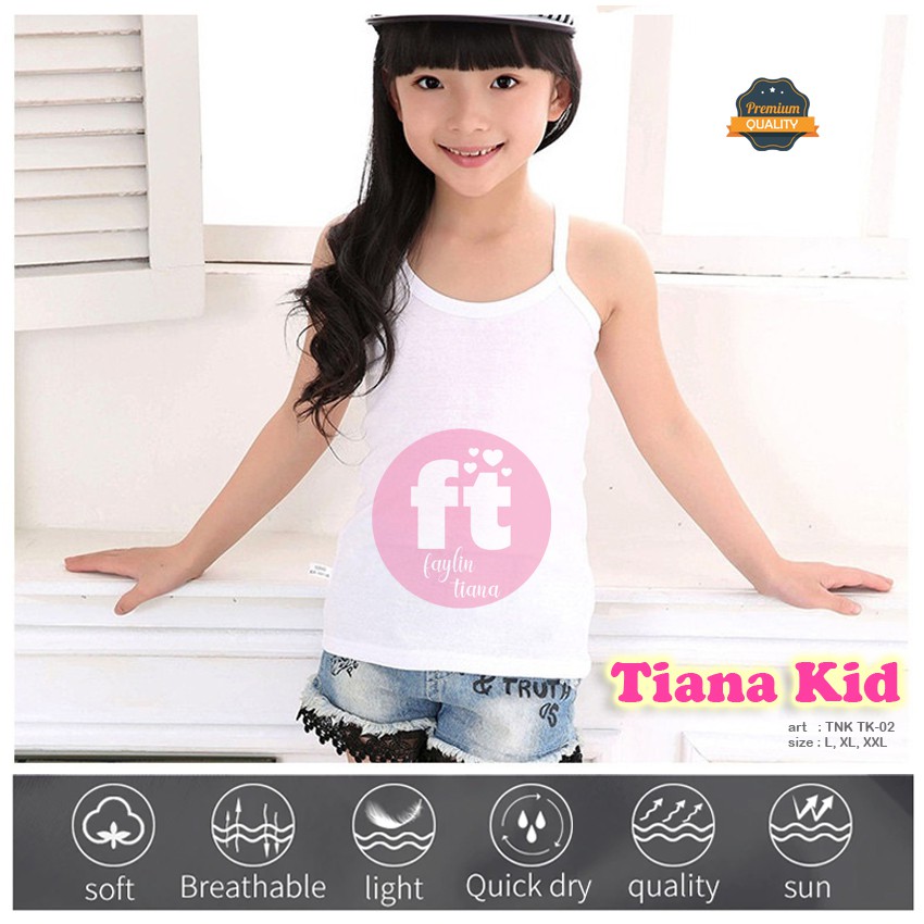 TIANA KIDS | Tanktop Anak Putih KATUN SPANDEX / Singlet Anak Putih / art TNK TK-02 PUTIH Tali Kecil