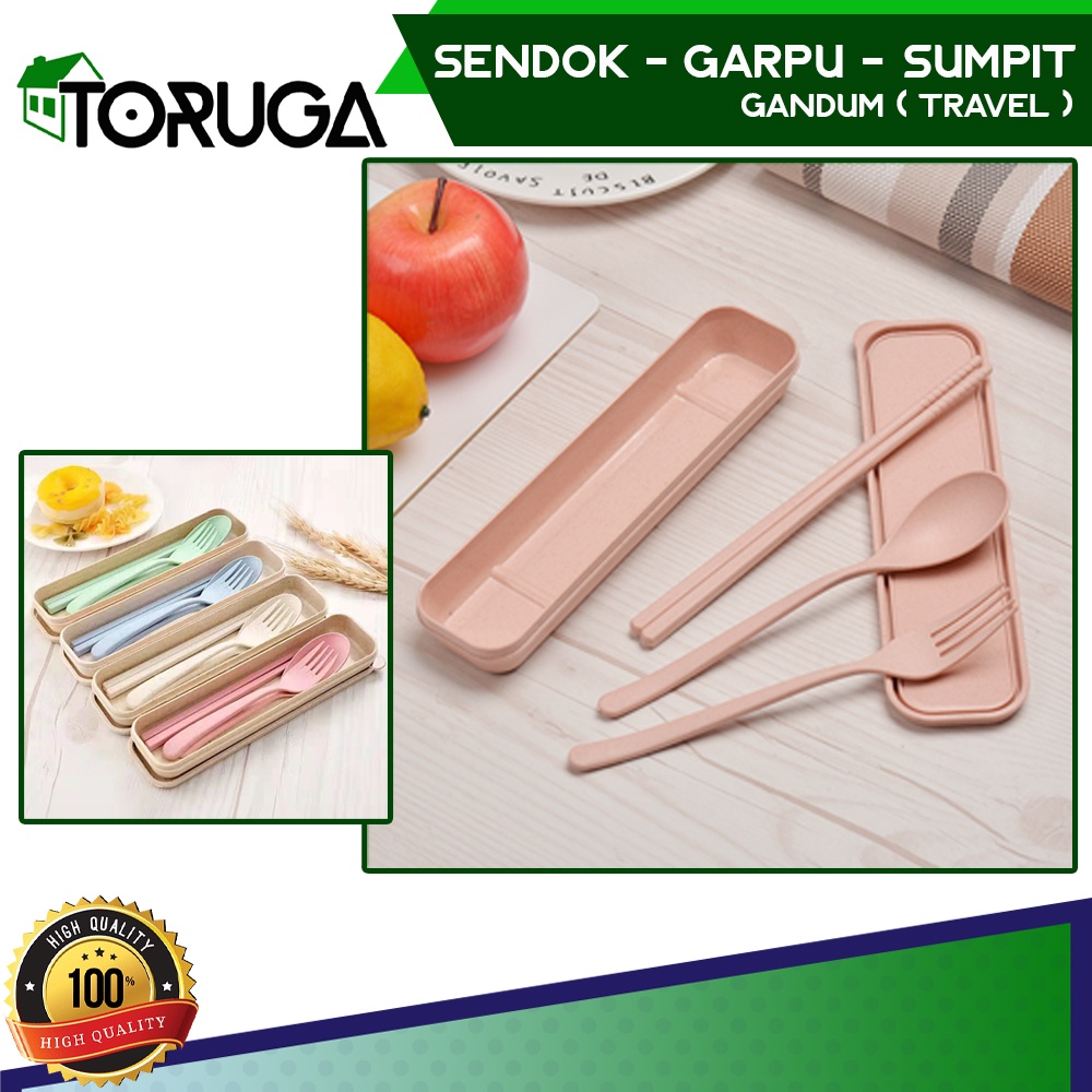 Set Alat Makan Cutlery Portable Praktis Ramah Lingkungan Plastik Warna Pastel Lucu Praktis