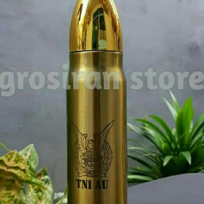 Tumbler peluru amunisi rudal botol termos gold tni au Custom logo ukir