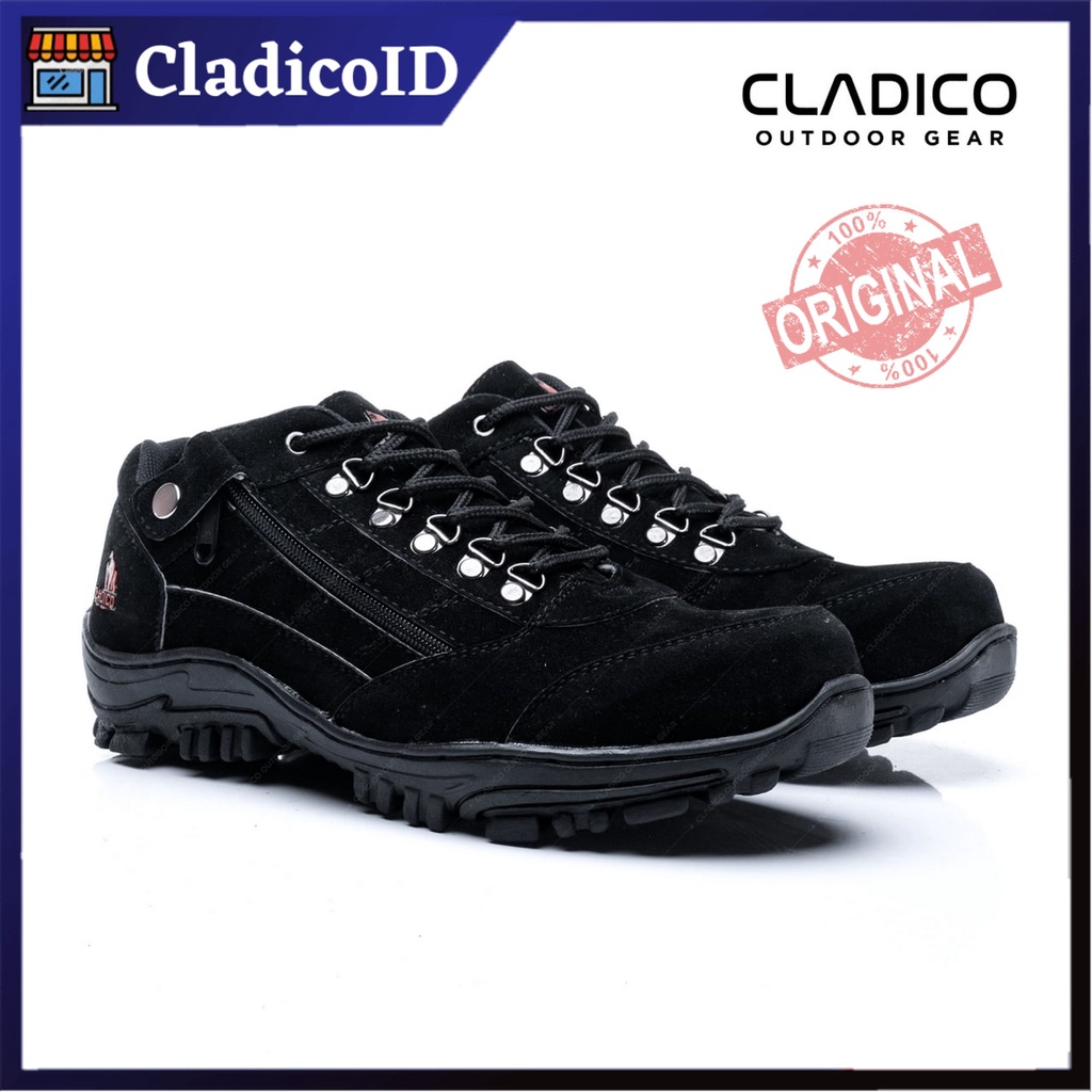 CLADICO Safety Pria Hiking Outdoor Kerja Lapangan Sefty Shoes Ujung Besi Boots High Quality Resleting Zipper Pendek Lion Low Suede