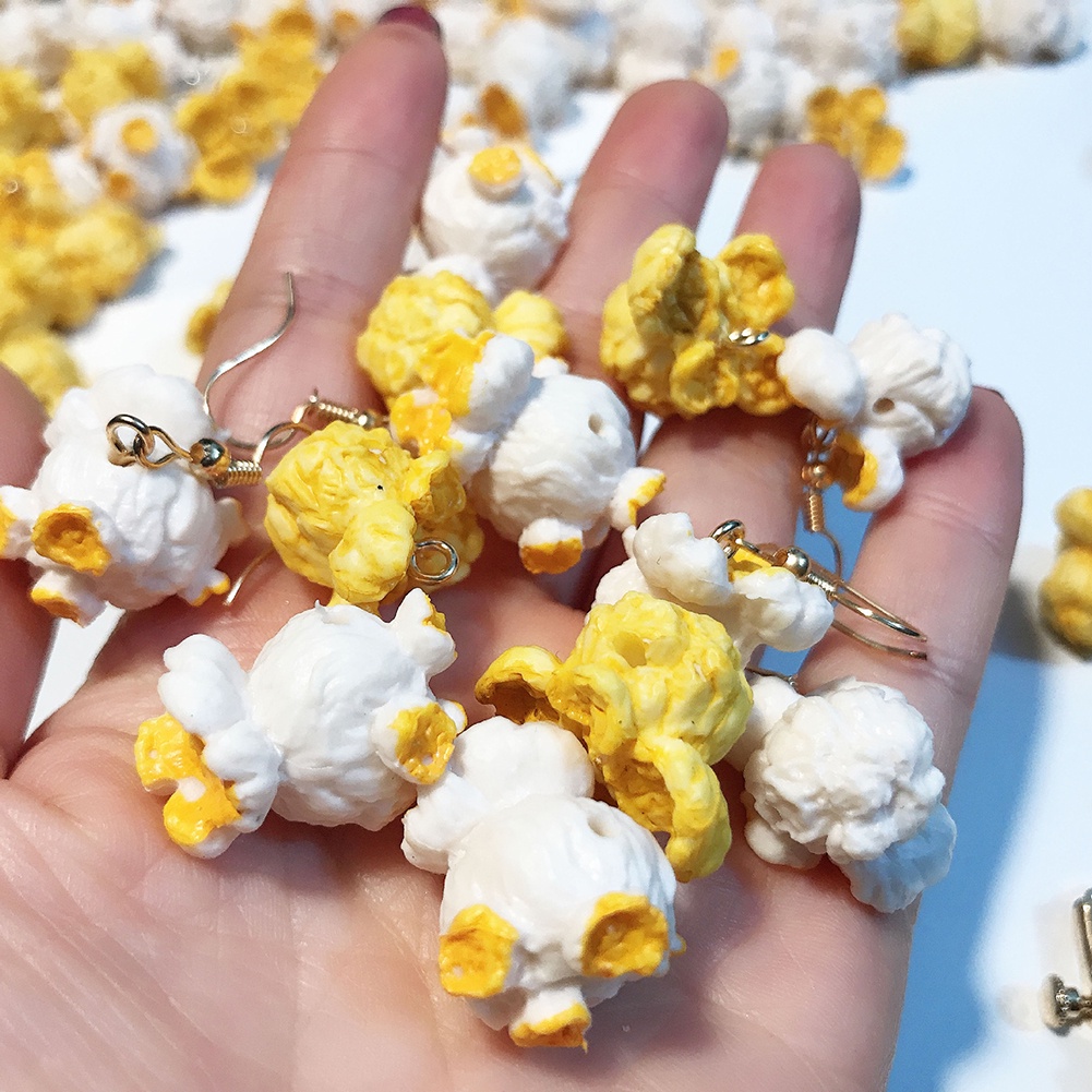 Hu Hu Hu Hu Hu Alat Bantu Pasang Kacamata♡ Anting Kait Gantung Wanita Desain Popcorn Lucu Untuk Pestaclubhadiah