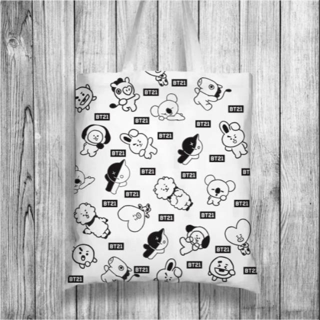 Totebag Canvas - Shoulder Bag - Tote Bag Kanvas - Totebag BT21 : BT21-2 - Totebag BTS - Tas BTS - Ta