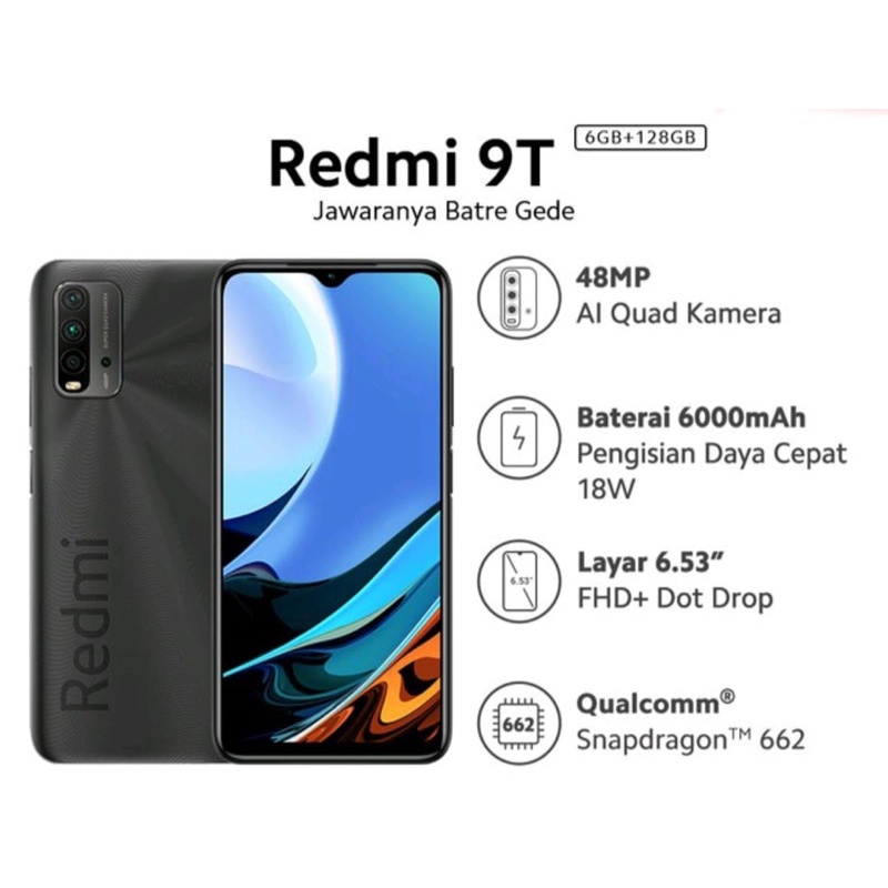Second  Xiaomi Mi Redmi 9T (4GB/64GB) Quad Kamera Layar 6.53” FHD+ Dot Drop