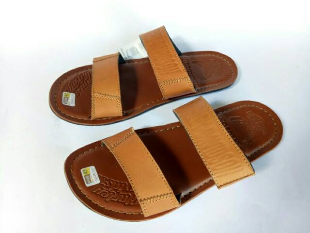 Sandal kulit asli pria slop selop flat sendal cowok laki grosir murah branded terbaru sudah jahitan